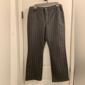 Simon Chang Men's Pinstripe Dress Pants in Charcoal